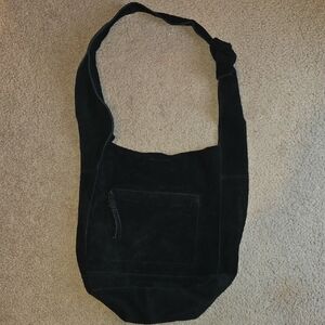 Free People Black Leather Slouchy Shoulder Bag